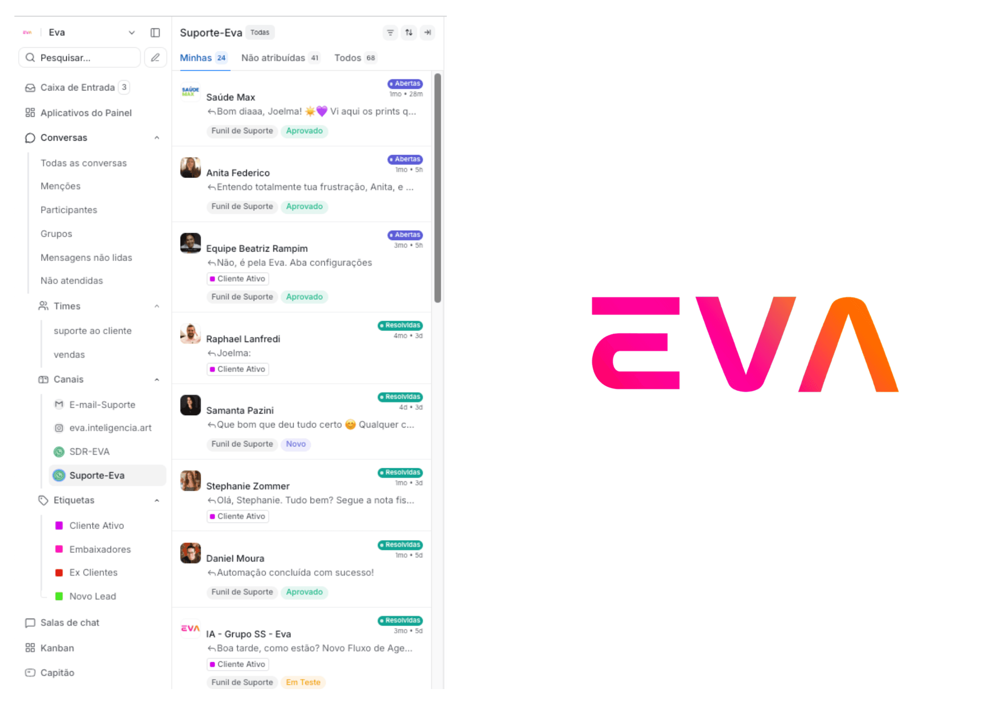 Mockup da plataforma EVA